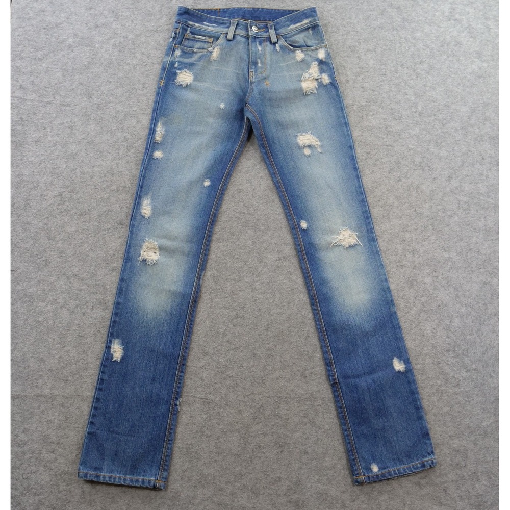 Ksubi Womens 25 Jeans Blue The Mac Soul Discharge Distressed Straight Leg  Denim